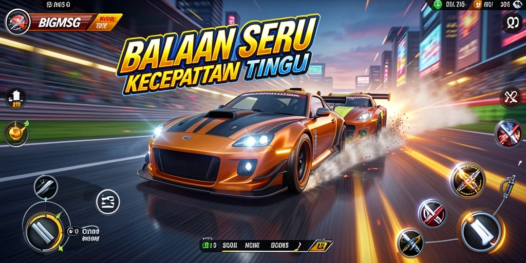 Tampilan gameplay seru di trek balapan yang menantang.