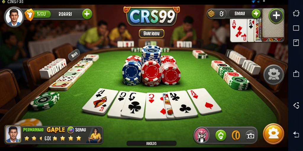 Screenshot gameplay Gaple di CRS99 yang seru dan interaktif.