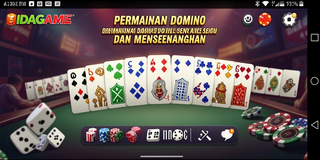 Tampilan gameplay melawan teman dalam permainan Domino IDAGAME yang seru.