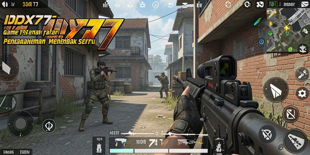 Screenshot gameplay IDX777 menunjukkan aksi tembak-menembak yang mendebarkan.