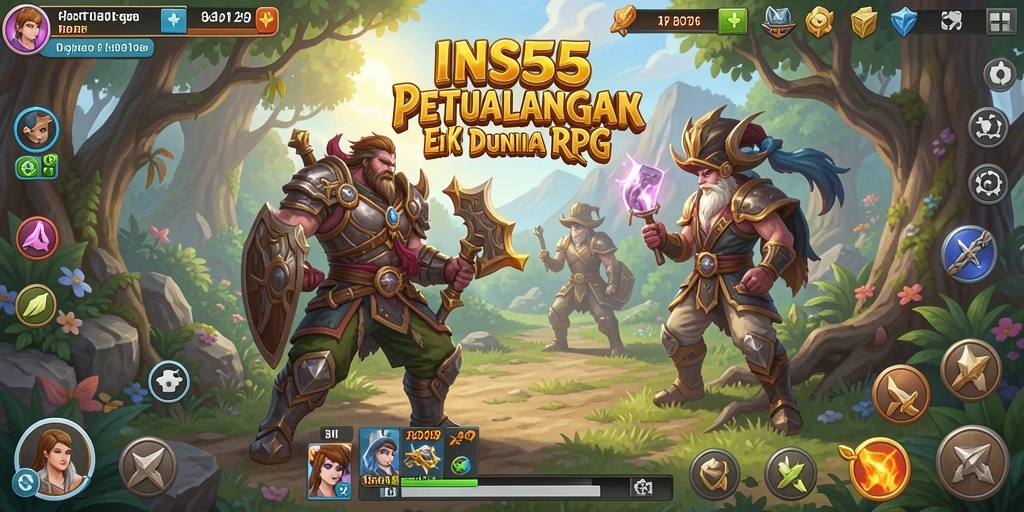 Tangkapan layar <strong>INS55</strong> menampilkan aksi pertarungan seru di lingkungan RPG.