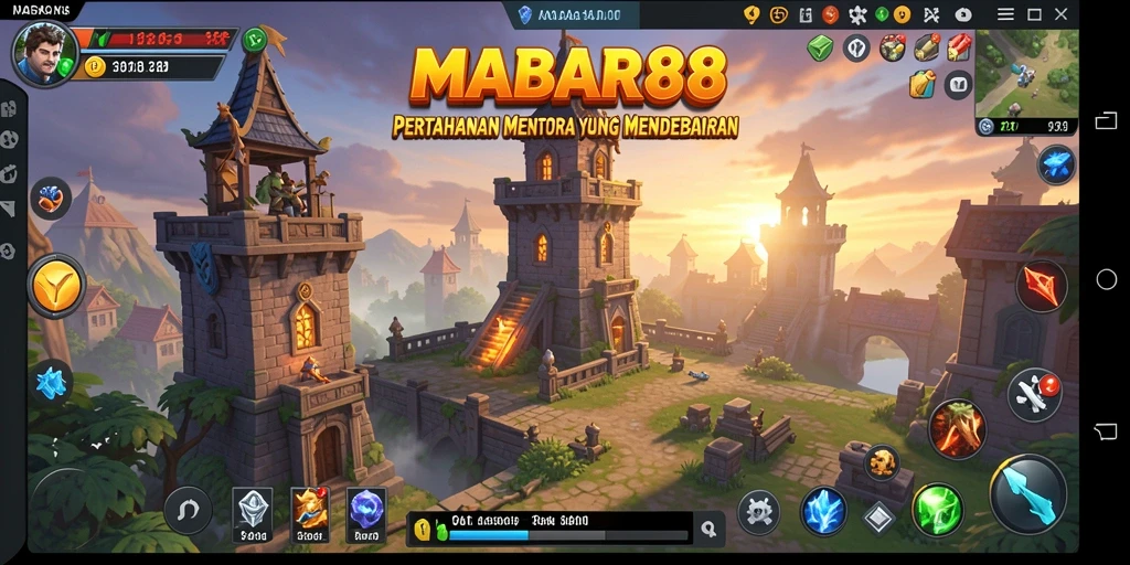 Tampilan gameplay menara dalam MABAR88 yang menarik dan dinamis.