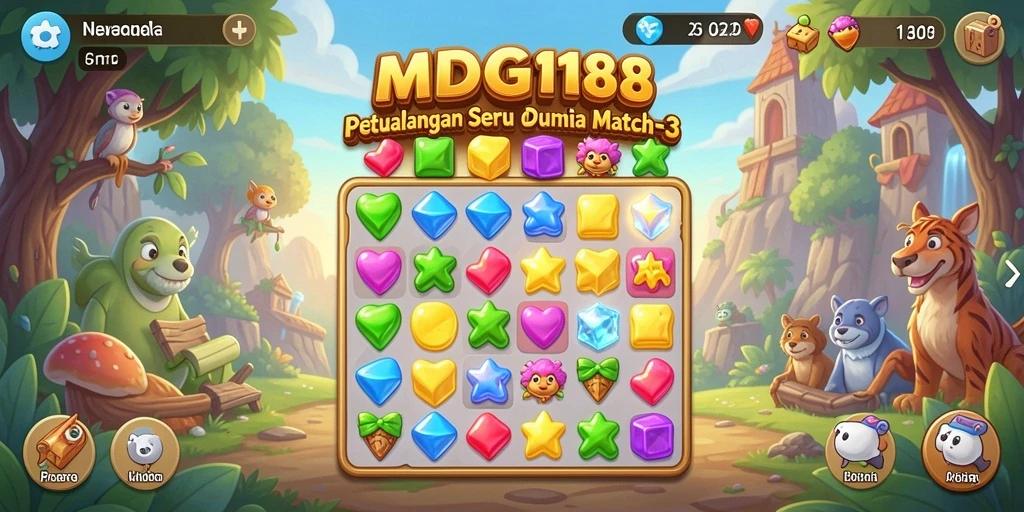 Gameplay Match-3 yang seru dengan grafis menarik.