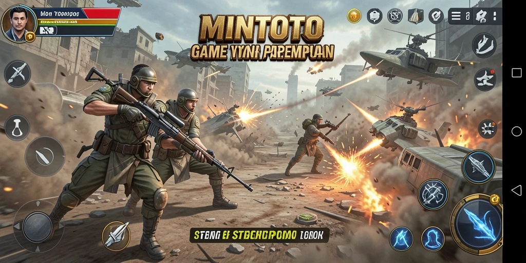 Screenshot MINTOTO menampilkan pertempuran strategi epik yang menegangkan.