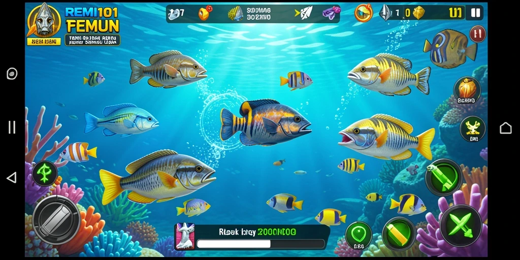 Tangkapan layar gameplay seru Tembak Ikan dalam REMI101.