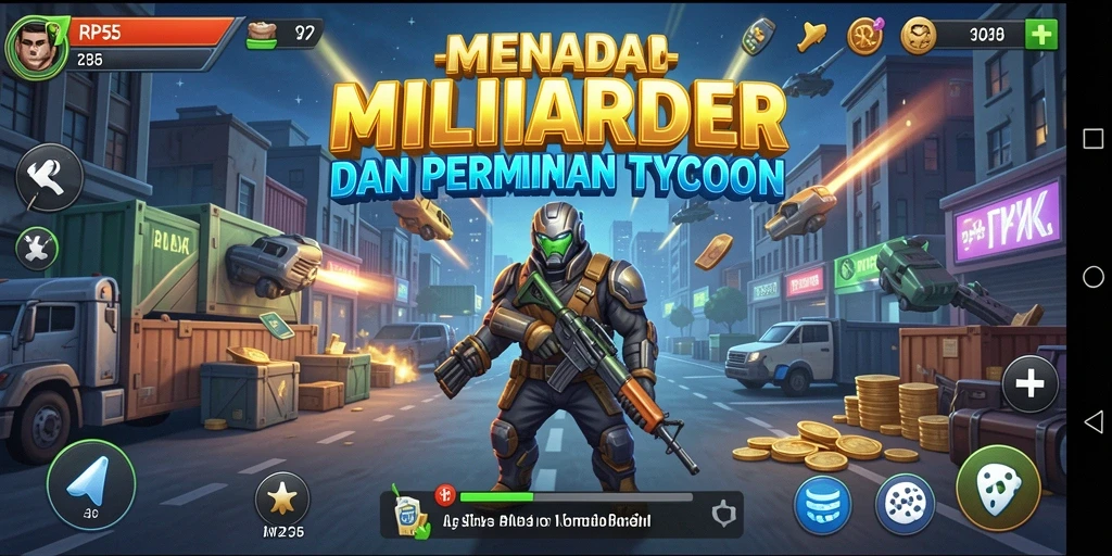 Tampilan gameplay RP55 yang menarik dengan elemen Tycoon yang mendebarkan.