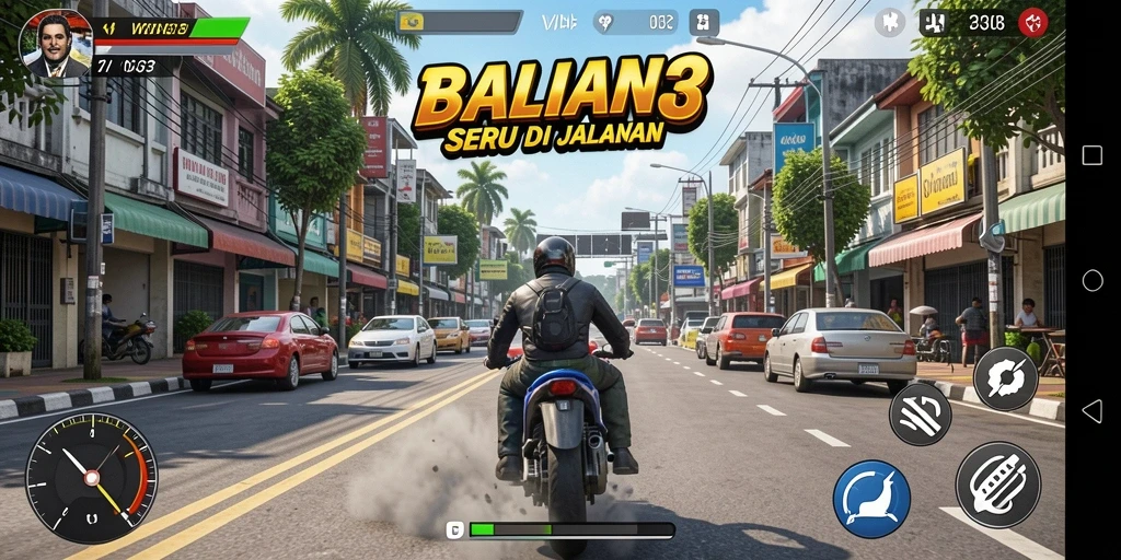 Screenshot gameplay WIN33 menampilkan adu kecepatan di lintasan balapan yang dinamis.